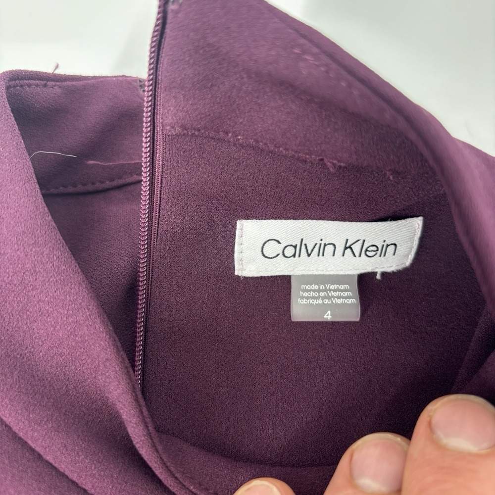 Calvin Klein Womens Sleeveless Cropped Wide Leg Jumpsuit Maroon Womens Size 4 - Picture 4 of 10